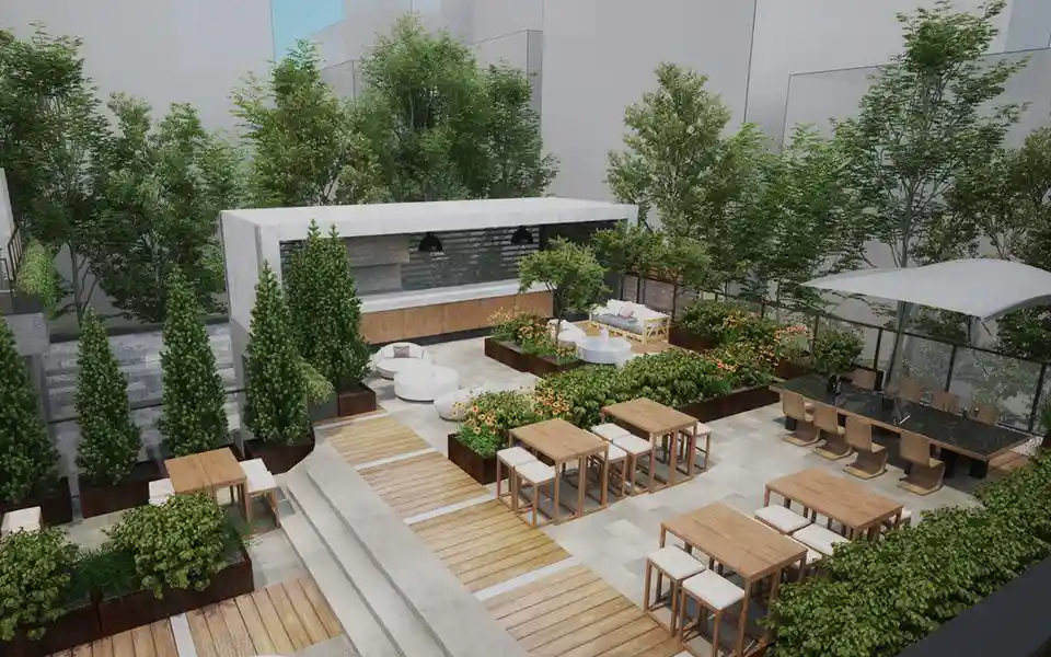 Roof garden restaurant design