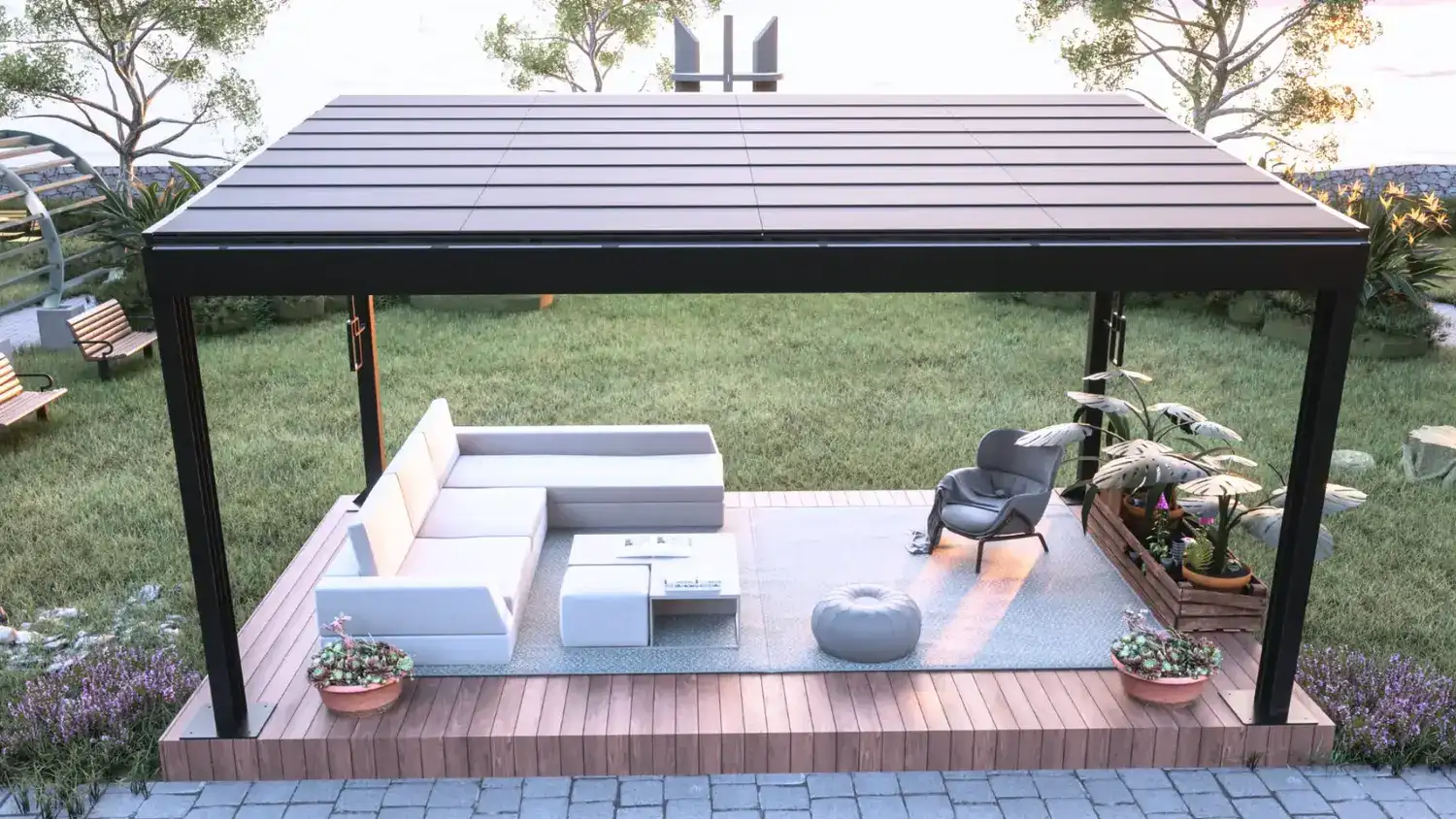 Roof design with gazebo